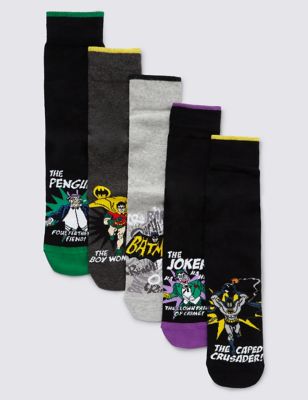 5 Pairs of Cotton Rich Batman&trade; Socks